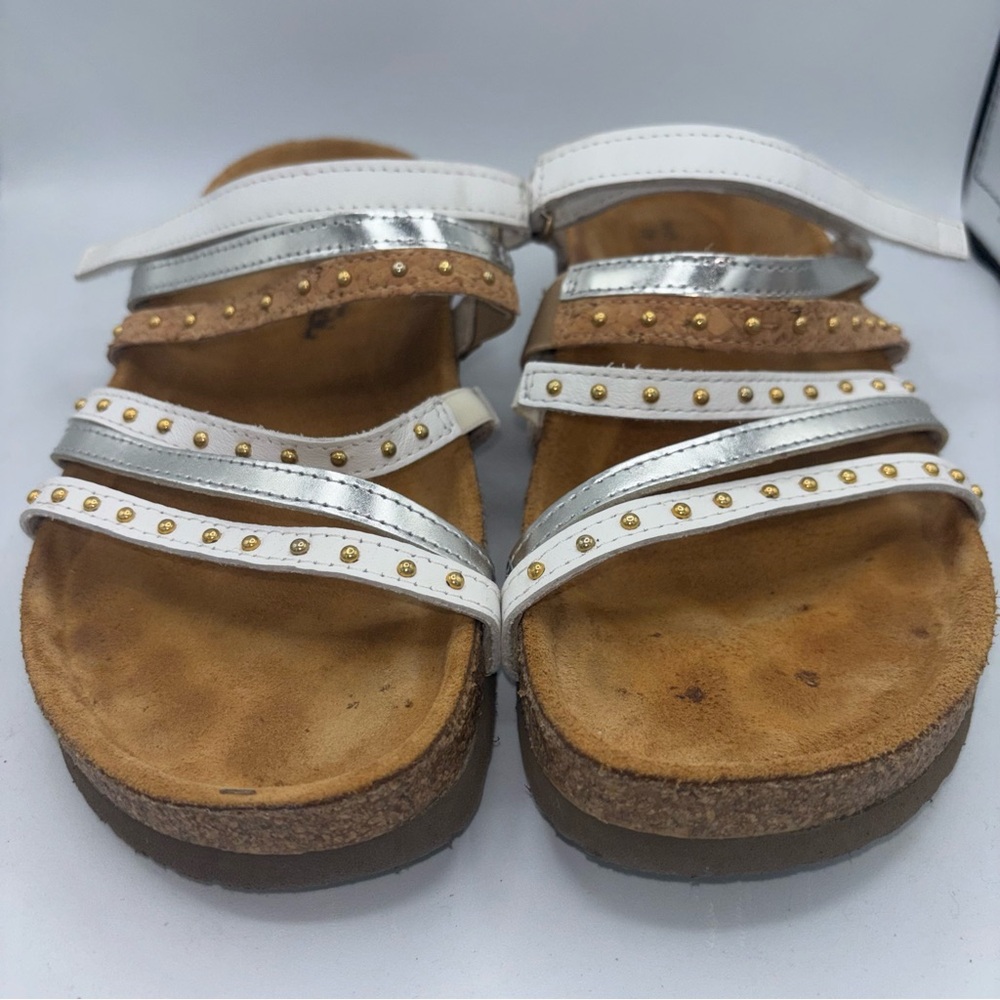 Naot Prescott Leather Multi-Strap Cork Slide Sandals - Picture 2 of 8
